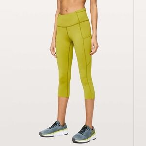 Lululemon Fast and Free Crop II 19" *Nulux Golden Lime Sz: 4 (XS)